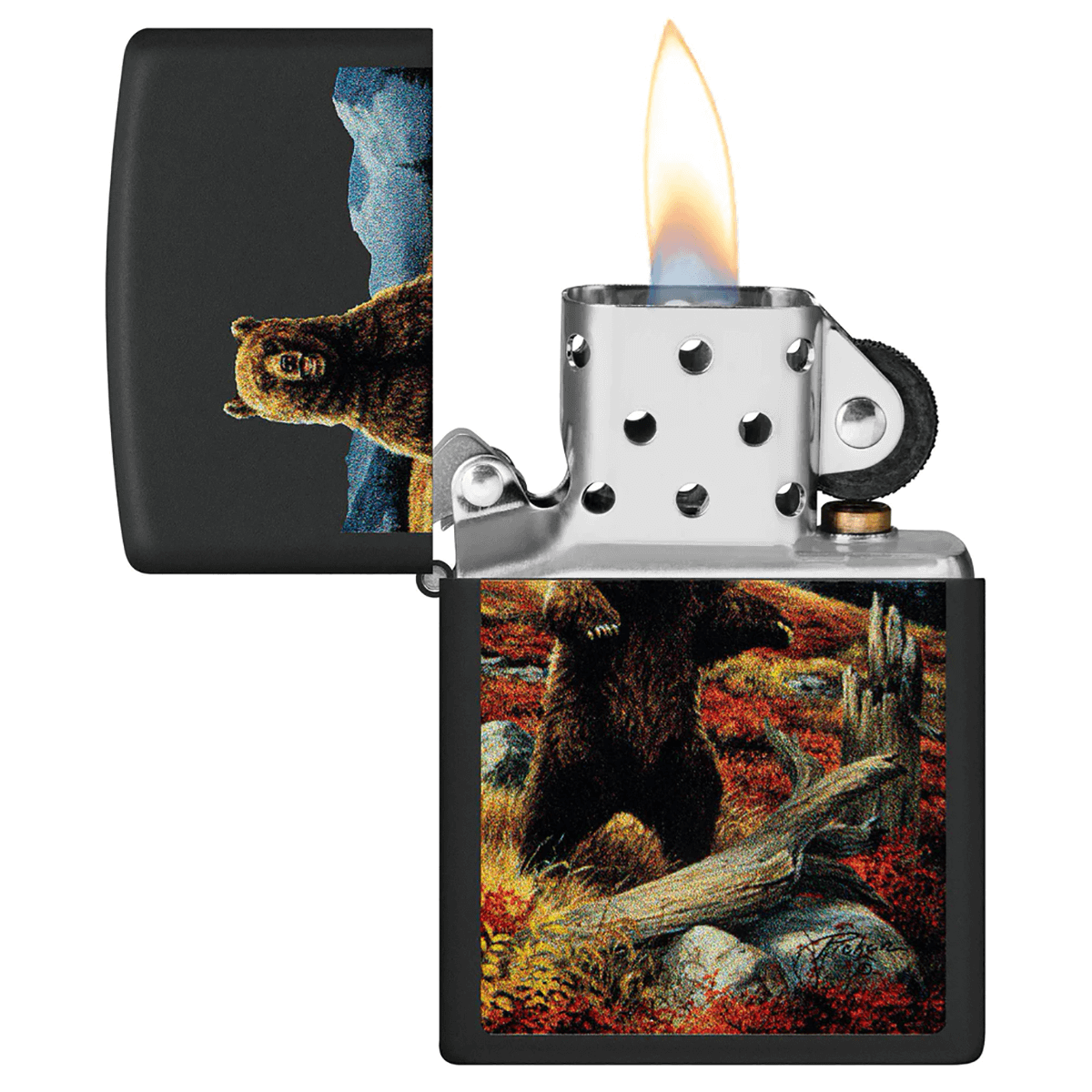 Zippo Linda Picken Grizzly Bear Matte Black