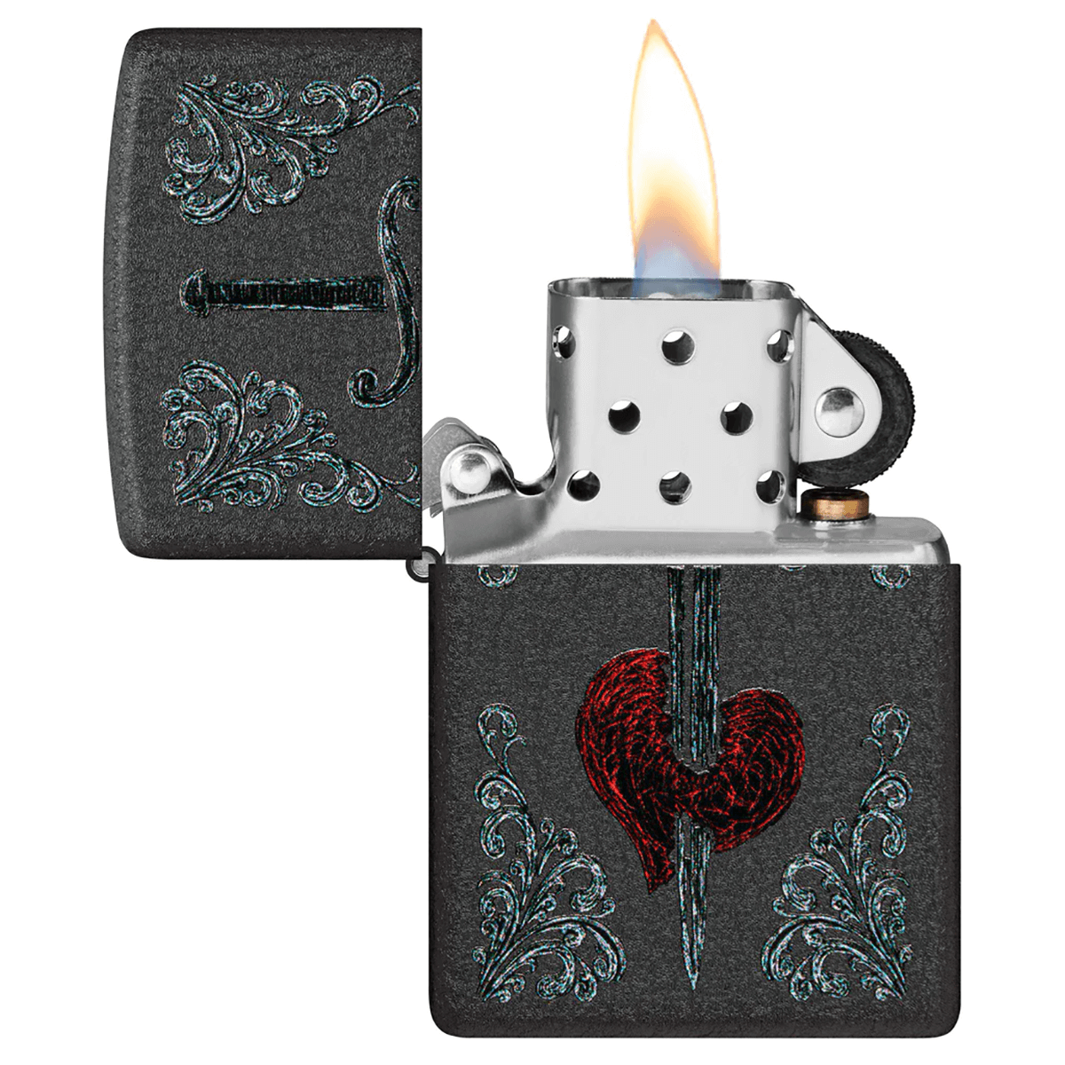 Zippo Dagger Through Heart Matte Black