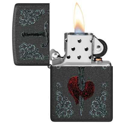 Zippo Dagger Through Heart Matte Black