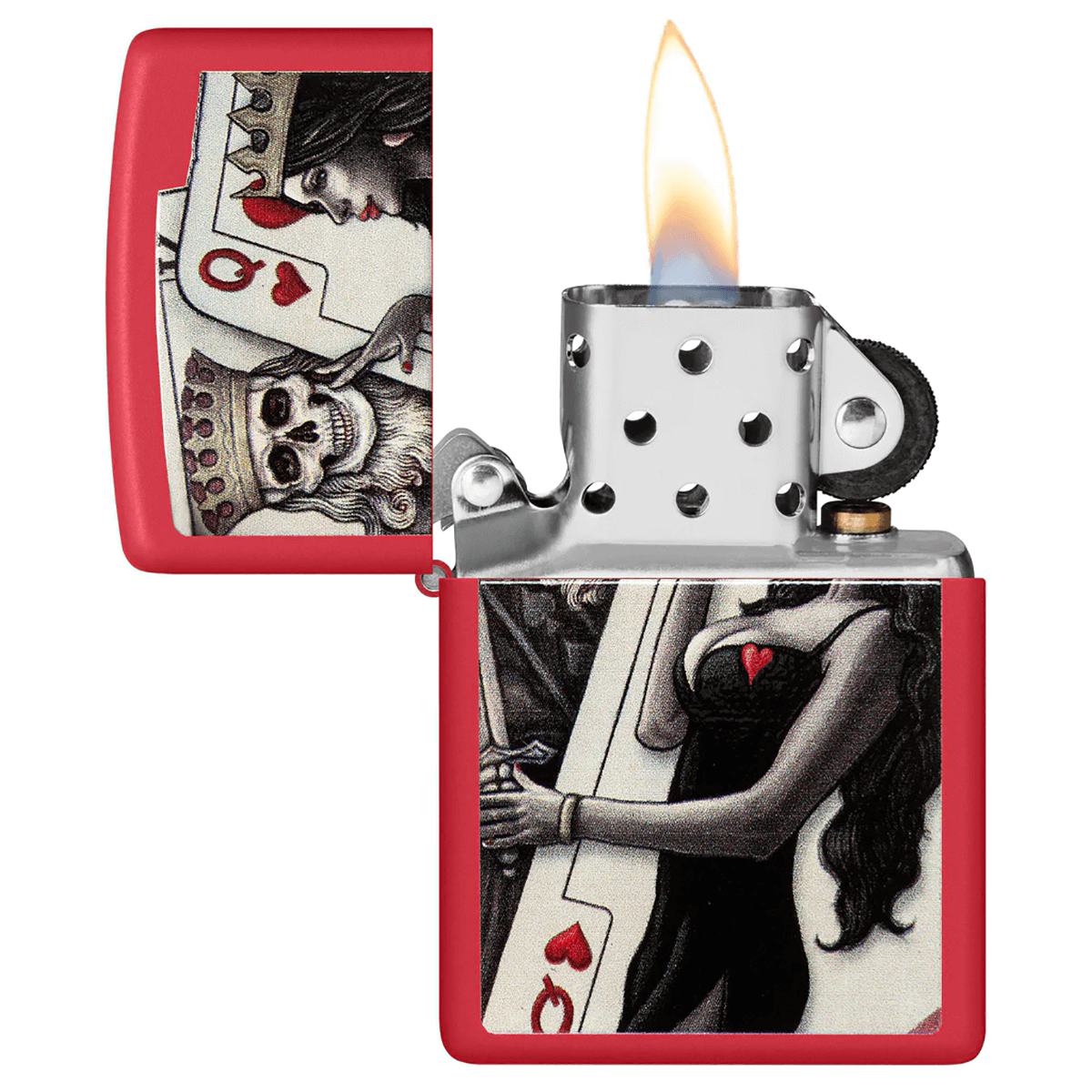 Zippo Skull King And Queen Matte Red