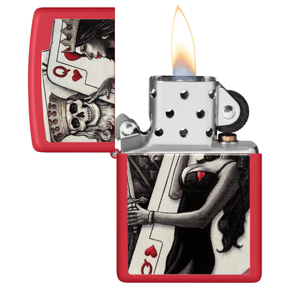 Zippo Skull King And Queen Matte Red