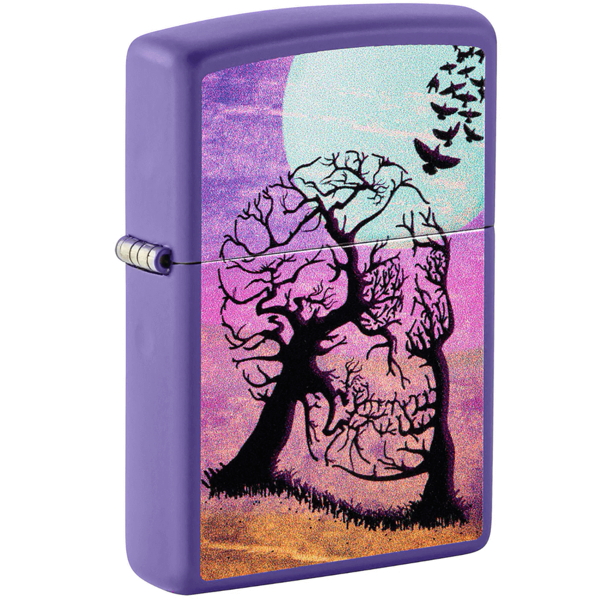 Zippo Skull Tree Color Image Purple Matte