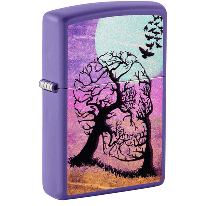 Zippo Skull Tree Color Image Purple Matte