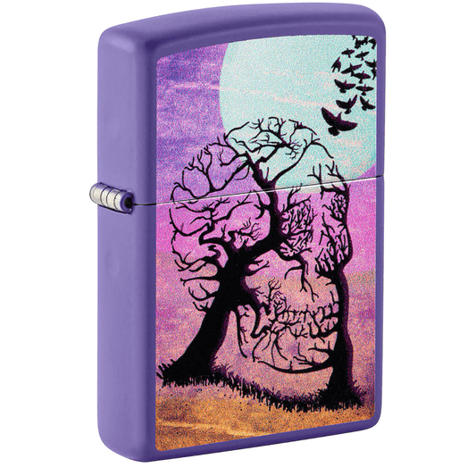 Zippo Skull Tree Color Image Purple Matte