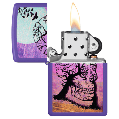 Zippo Skull Tree Color Image Purple Matte