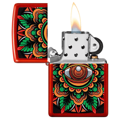 Zippo All Seeing Eye Color Image Red Metallic