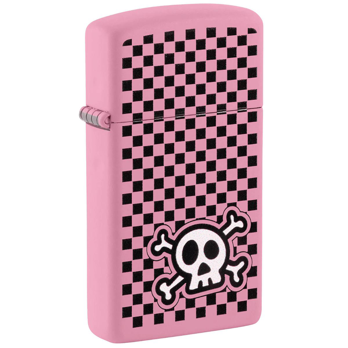 Zippo Checkered Skull Pink Matte Slim