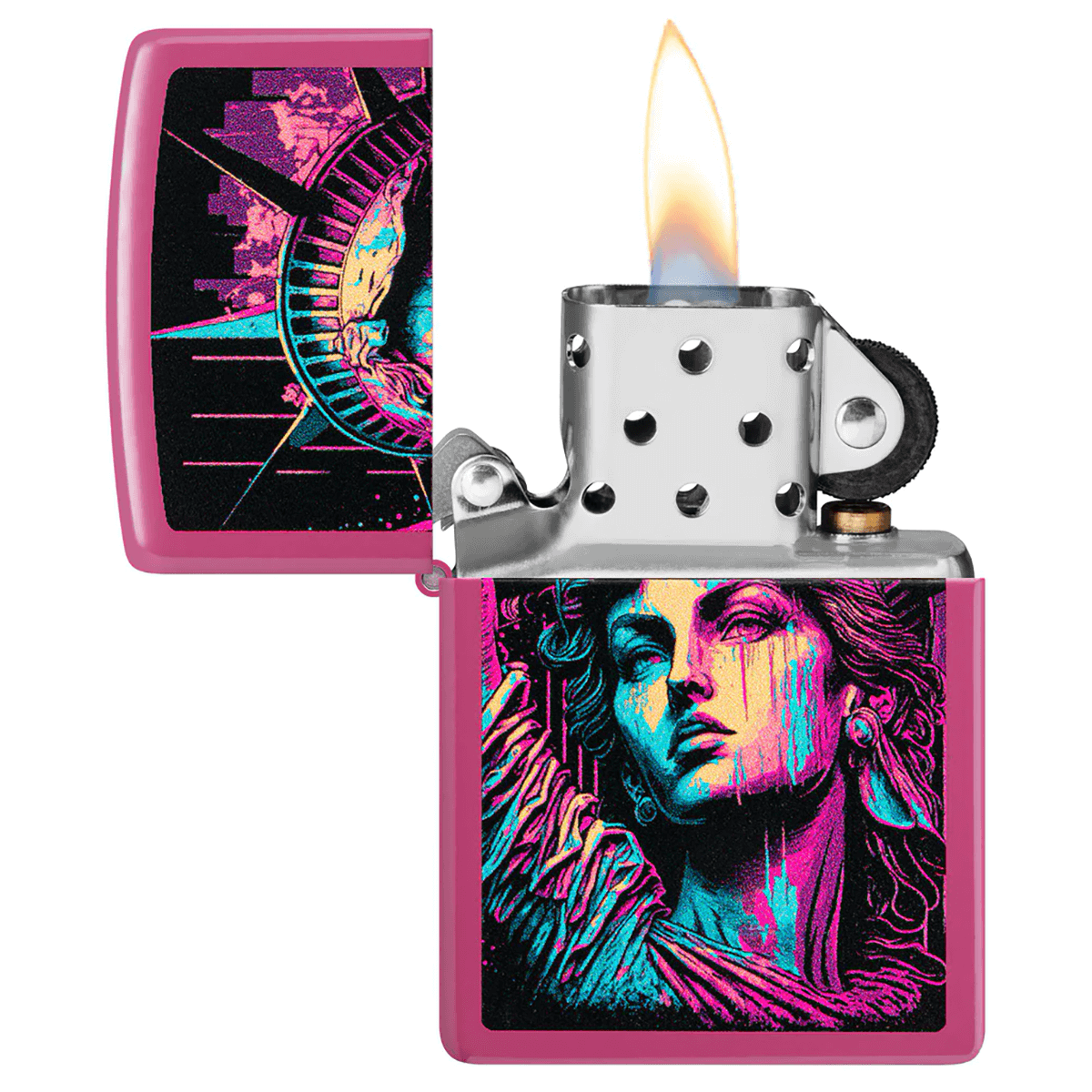 Zippo Lady Liberty Art Classic Pink Finish