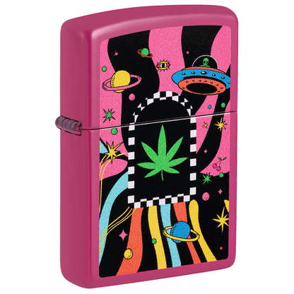Zippo Leaf Pop Art Pink Finish
