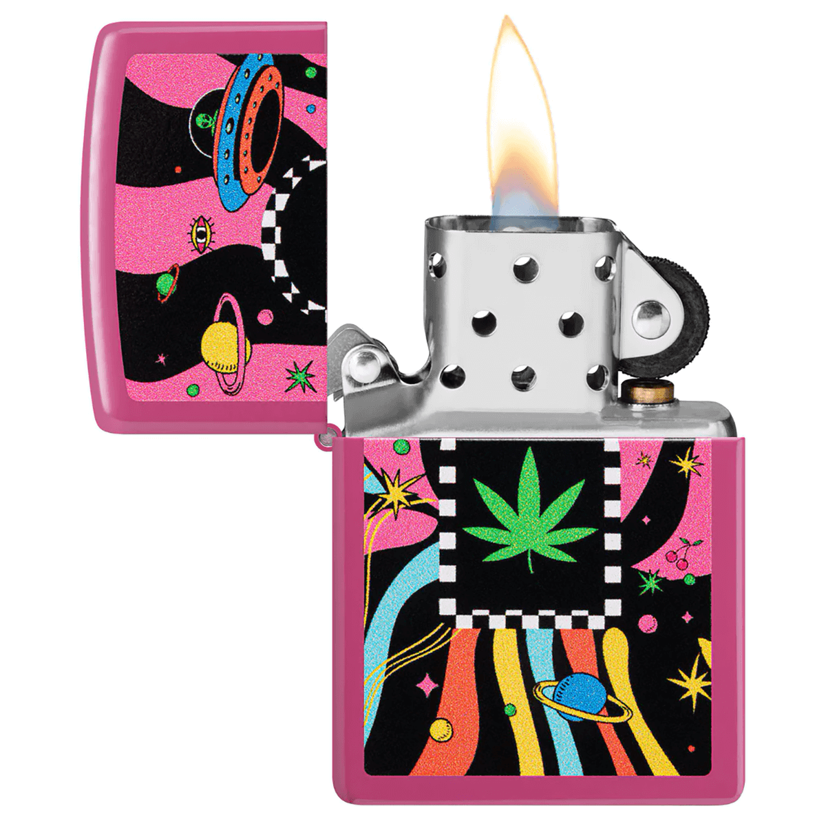 Zippo Leaf Pop Art Pink Finish