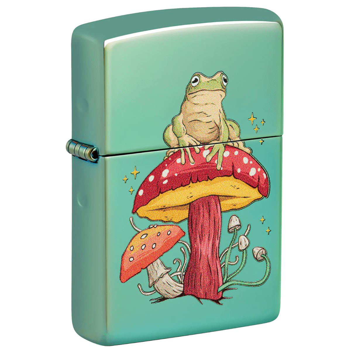 Zippo Mythical Frog On Mushroom High Polish Green
