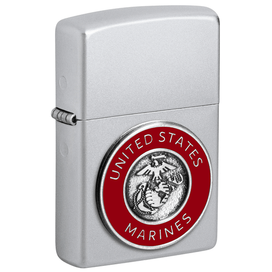 Zippo Us Marines Emblem Satin Chrome