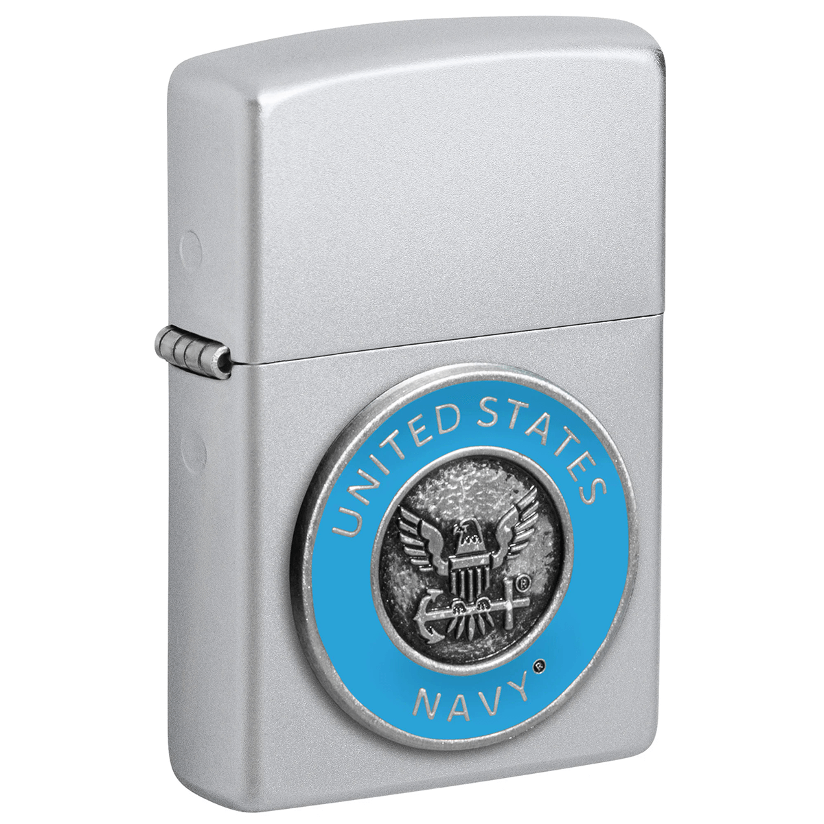 Zippo Us Navy Emblem Satin Chrome