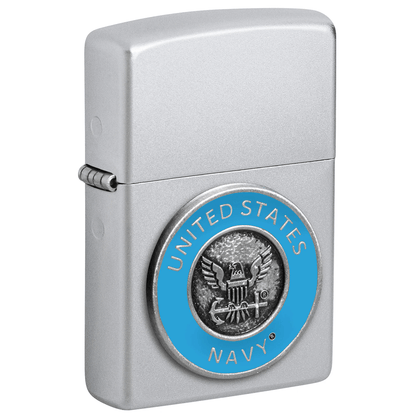 Zippo Us Navy Emblem Satin Chrome