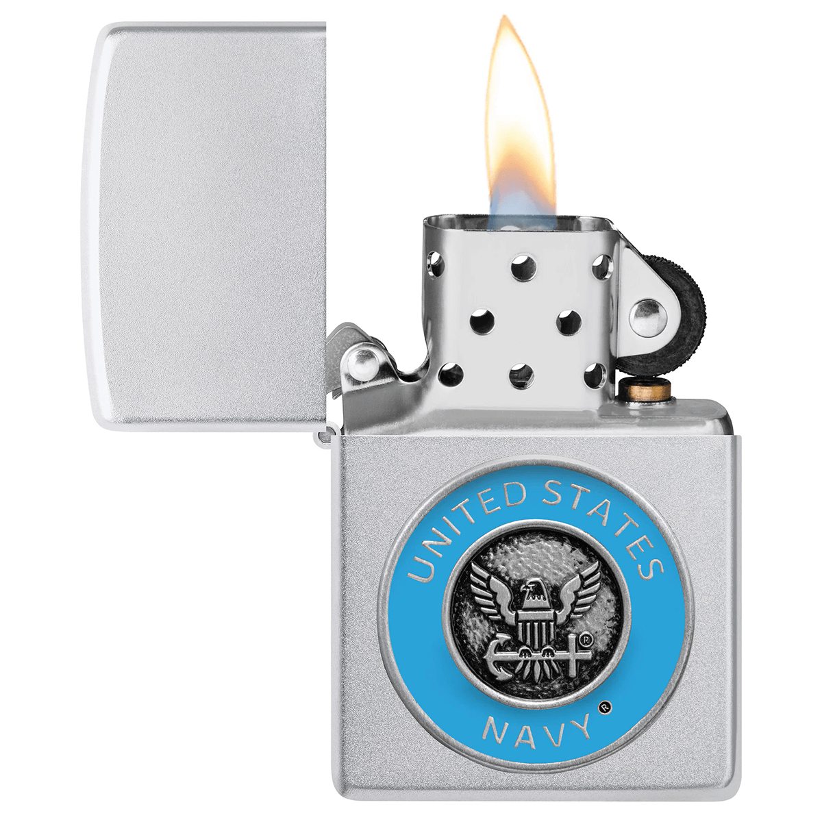 Zippo Us Navy Emblem Satin Chrome