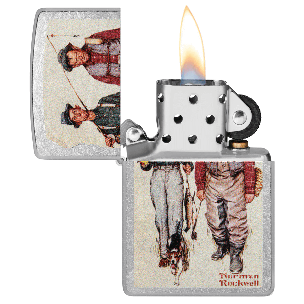 Zippo Norman Rockwell Fishermen Street Chrome
