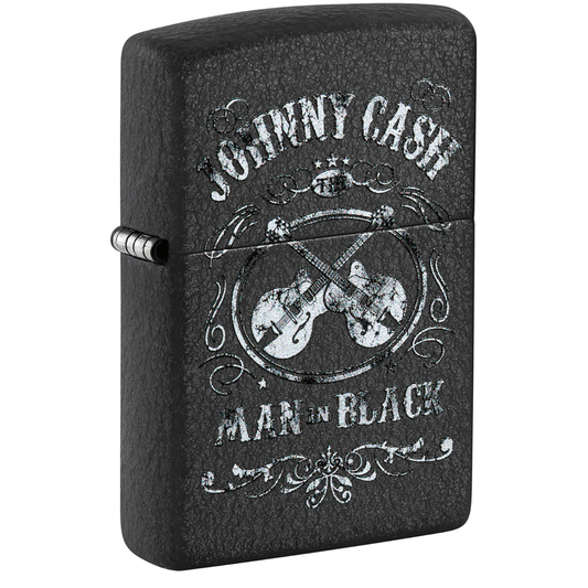 Zippo Johnny Cash Man In Black Crackle Finish