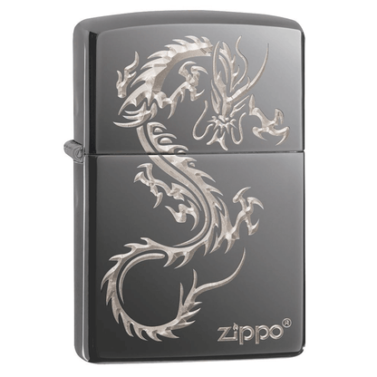 Zippo Chinese Dragon Design Black Ice