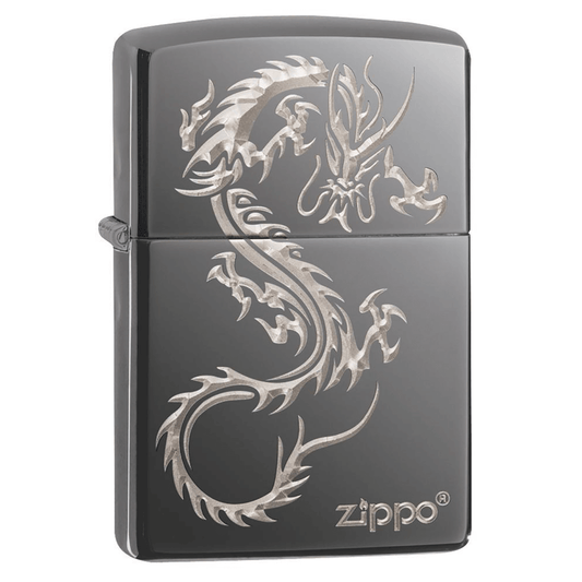 Zippo Chinese Dragon Design Black Ice