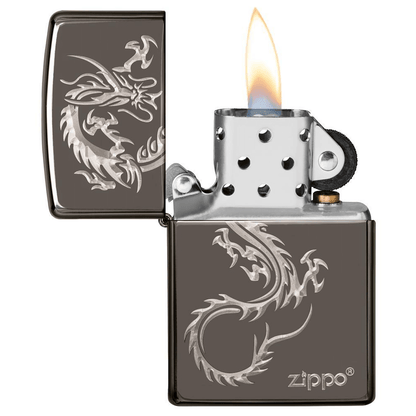 Zippo Chinese Dragon Design Black Ice