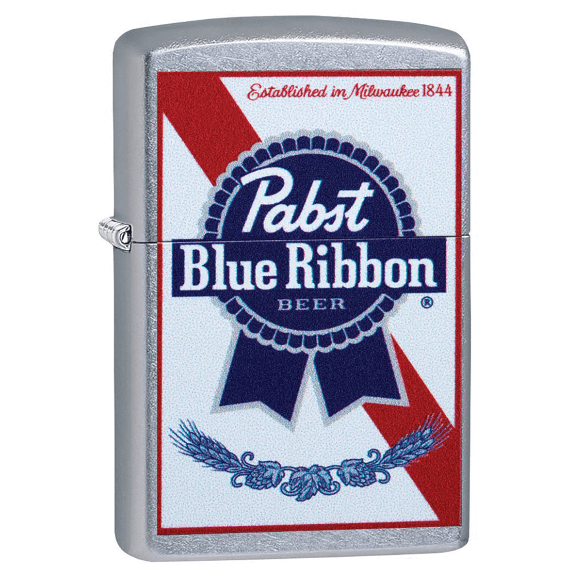 Zippo Pabst Blue Ribbon Logo White Bg Street Chrome