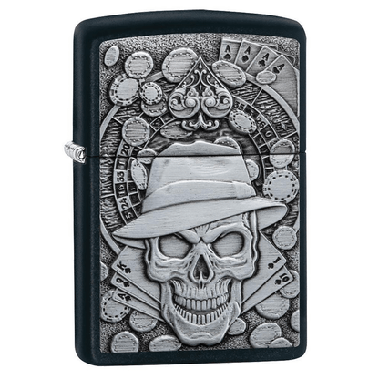 Zippo Gambling Skull Black Matte