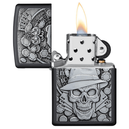 Zippo Gambling Skull Black Matte
