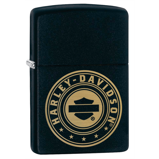Zippo Harley Davidson Bronze Bar And Shield Logo Black Matte
