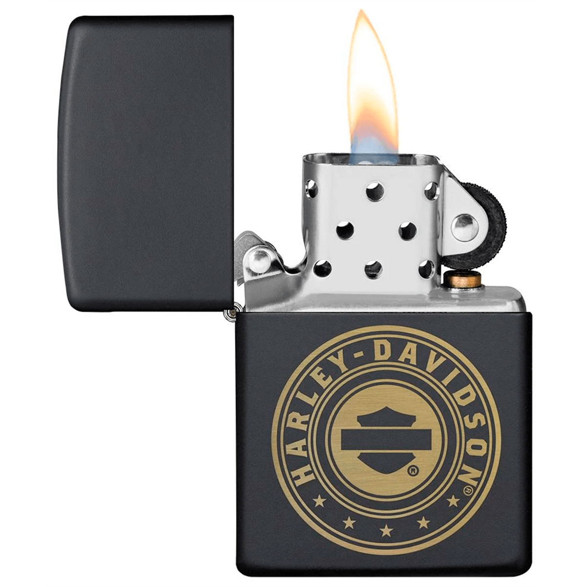 Zippo Harley Davidson Bronze Bar And Shield Logo Black Matte