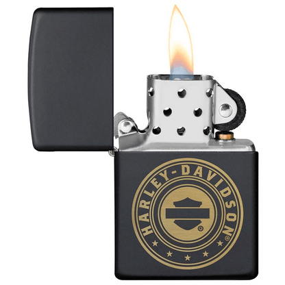 Zippo Harley Davidson Bronze Bar And Shield Logo Black Matte