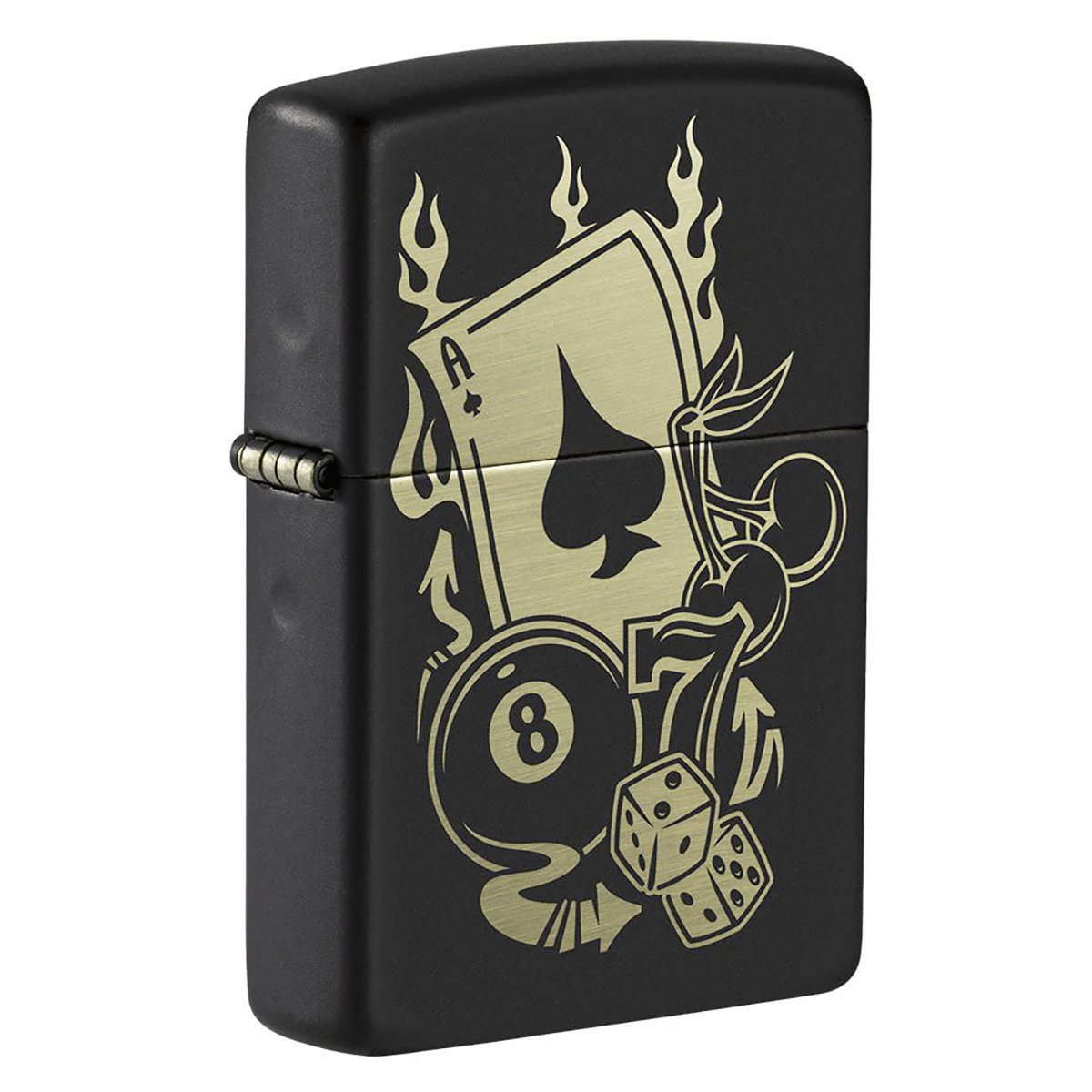 Zippo Gambling Design Matte Black Finish