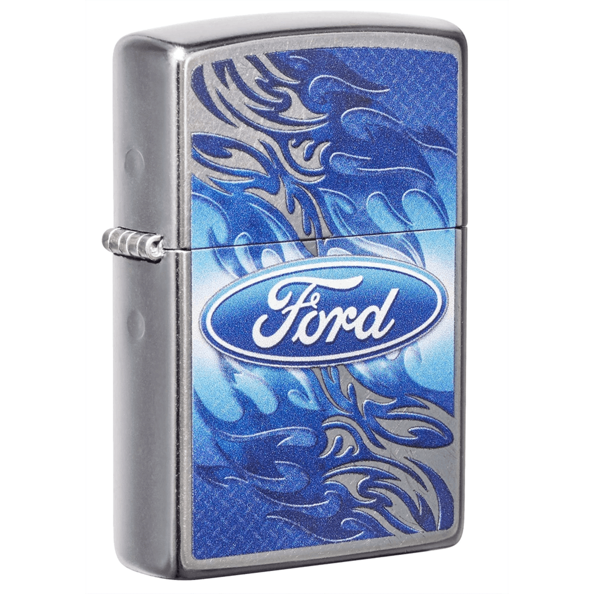 Zippo Ford Logo Blue Flames Street Chrome