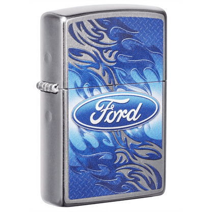 Zippo Ford Logo Blue Flames Street Chrome