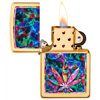 Zippo Psychedelic Leaf Brushed Brass
