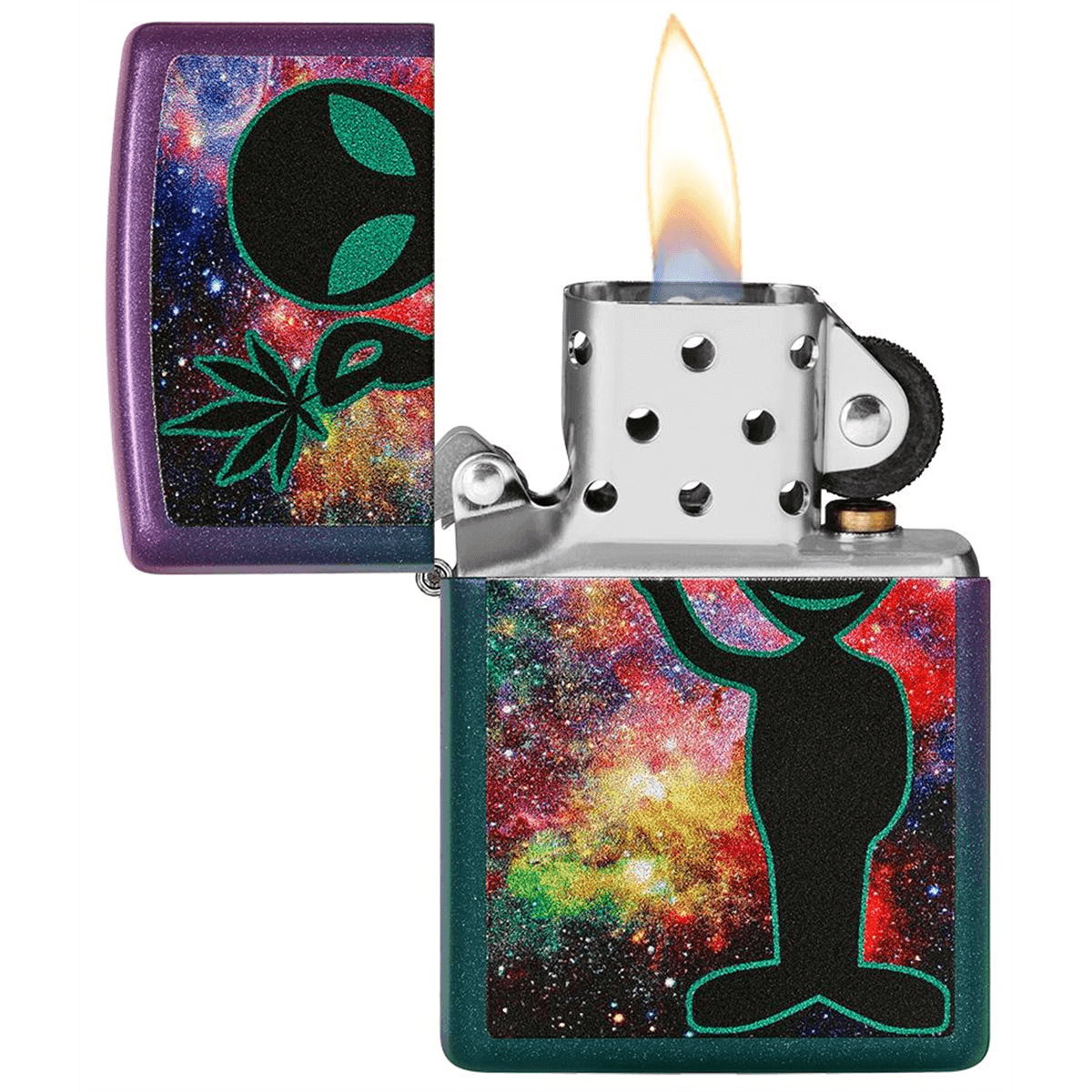 Zippo Alien Holding Leaf Iridescent