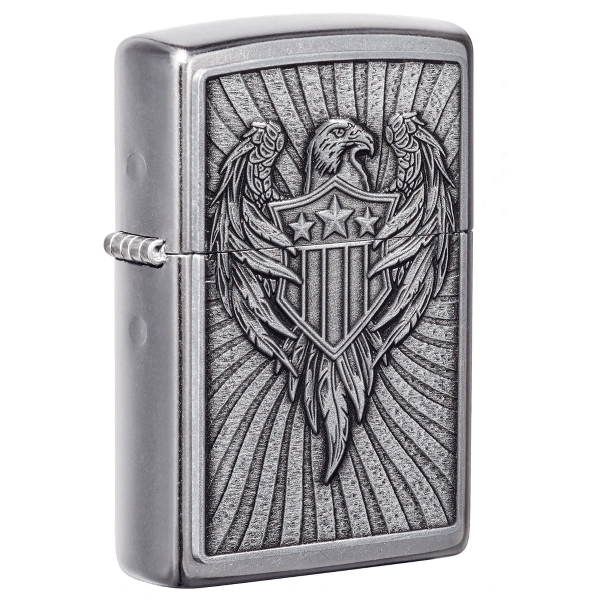 Zippo Eagle Shield Emblem Street Chrome