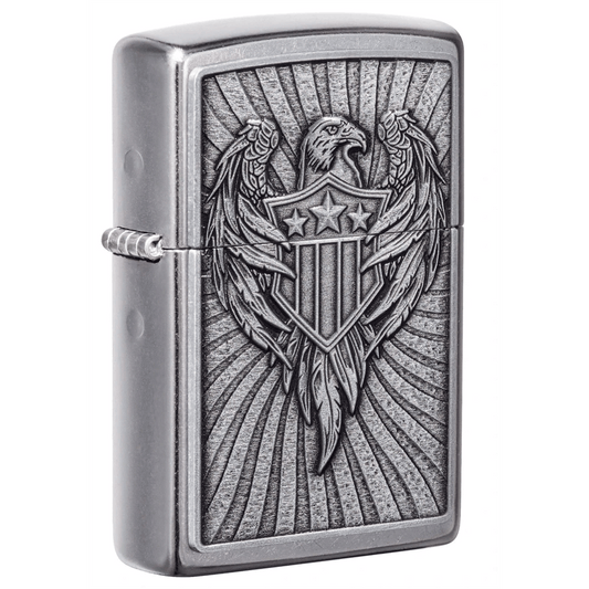 Zippo Eagle Shield Emblem Street Chrome