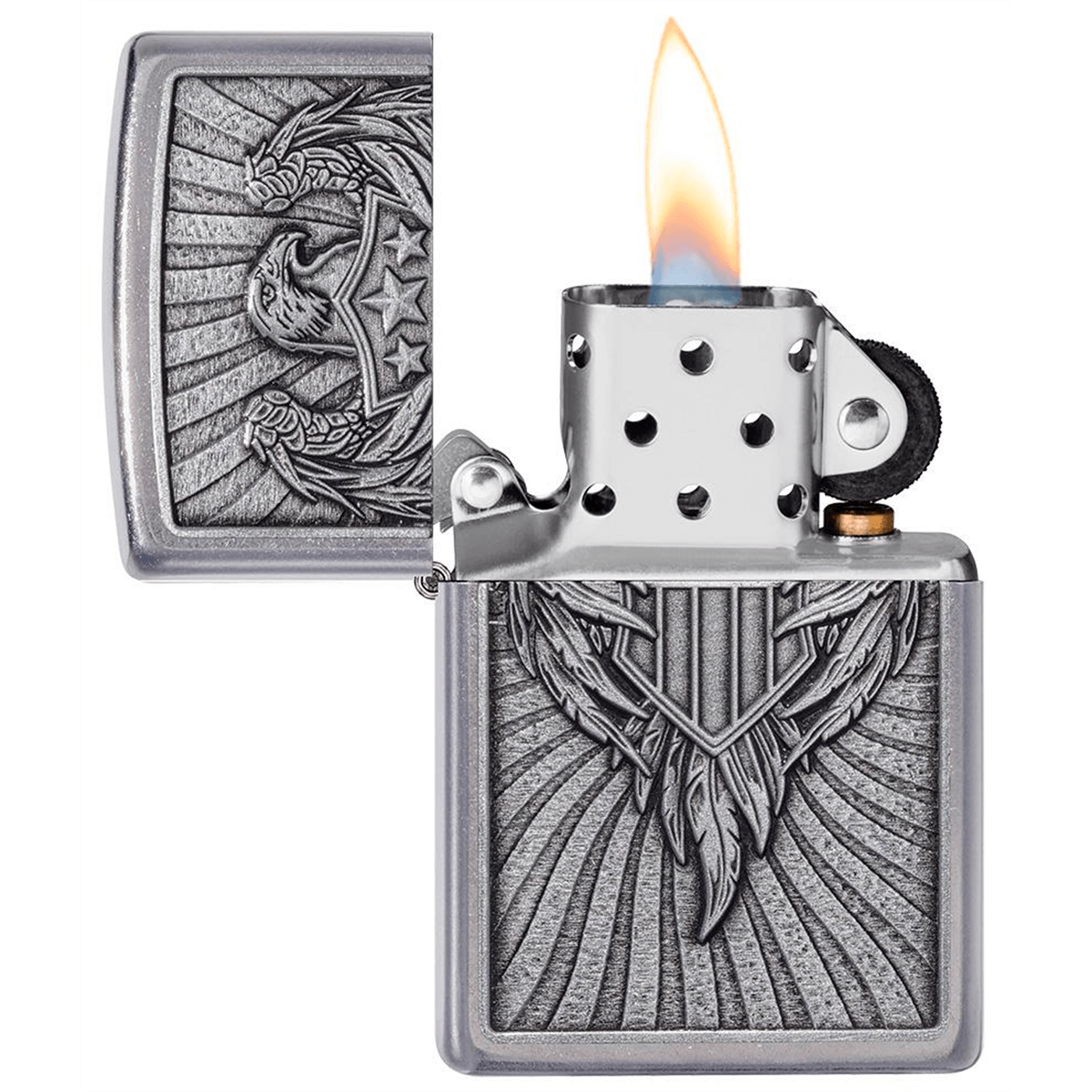 Zippo Eagle Shield Emblem Street Chrome