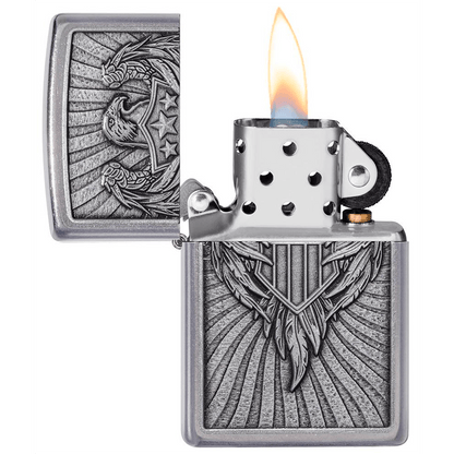 Zippo Eagle Shield Emblem Street Chrome