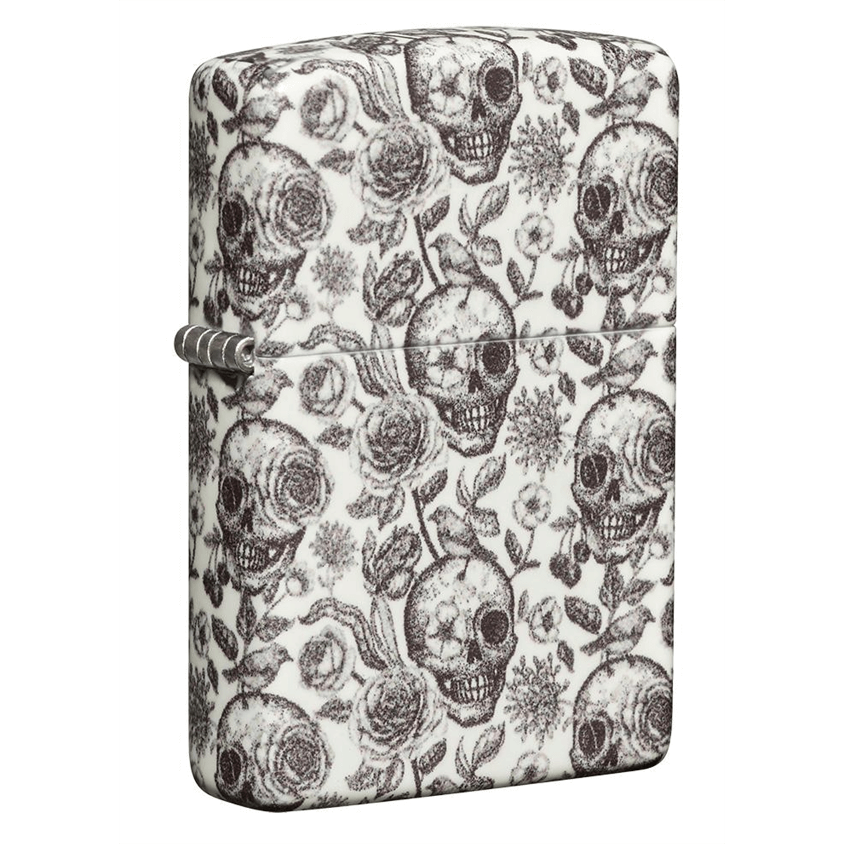 Zippo Skulls With Floral Accents Glow In The Dark