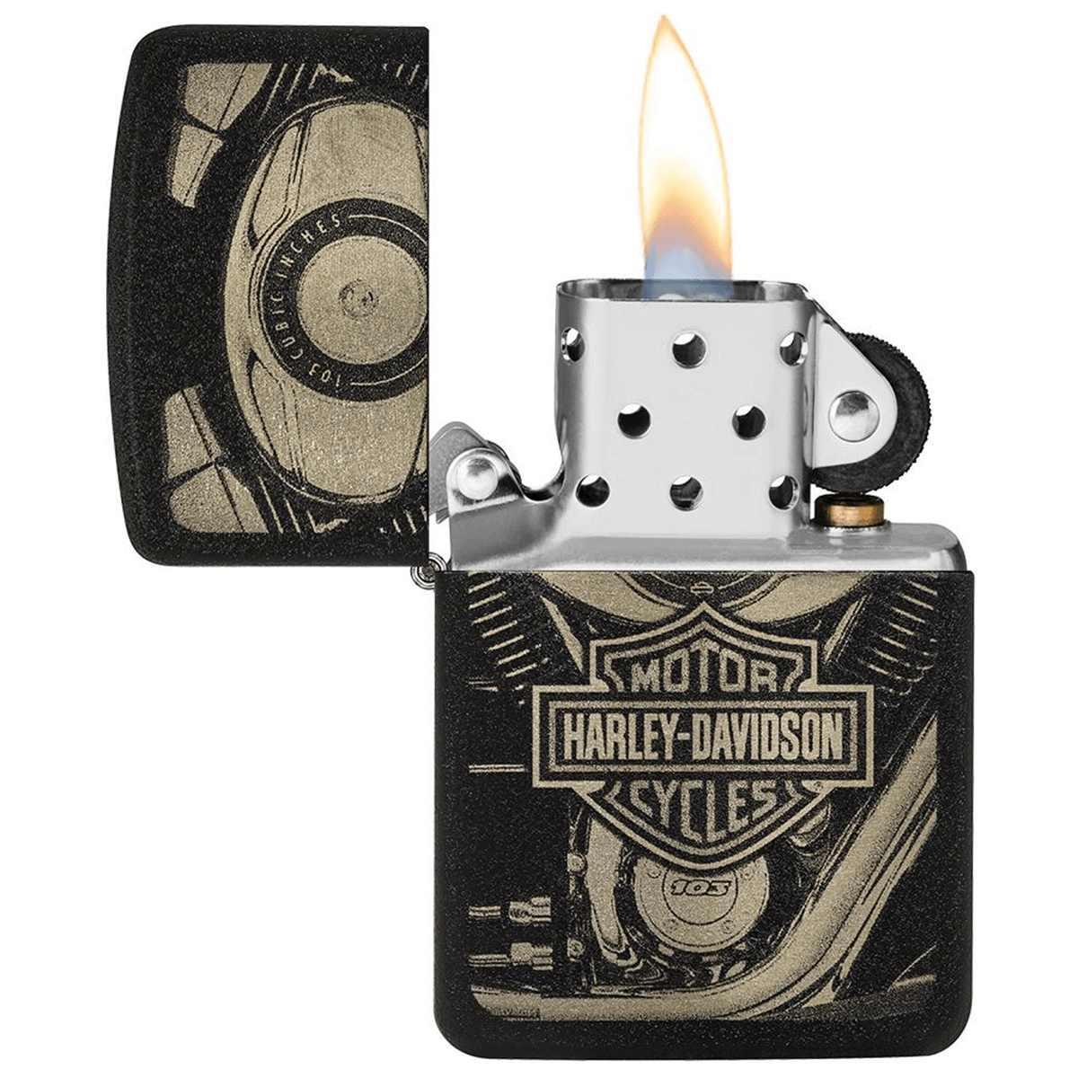 Zippo Harley Davidson 1941 Replica Engine Crackle Black