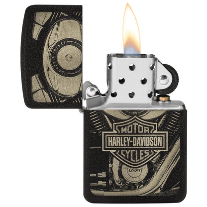 Zippo Harley Davidson 1941 Replica Engine Crackle Black