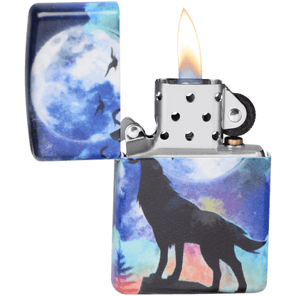 Zippo Matte Multi Color Wolf Design
