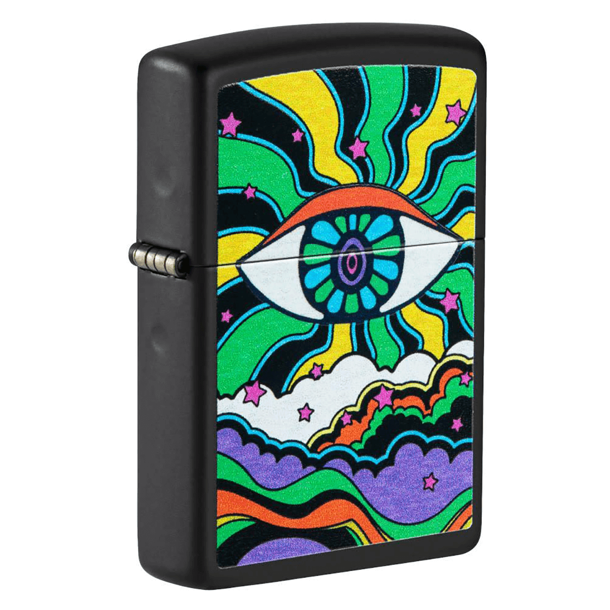 Zippo Black Multi Color Light Eye Design