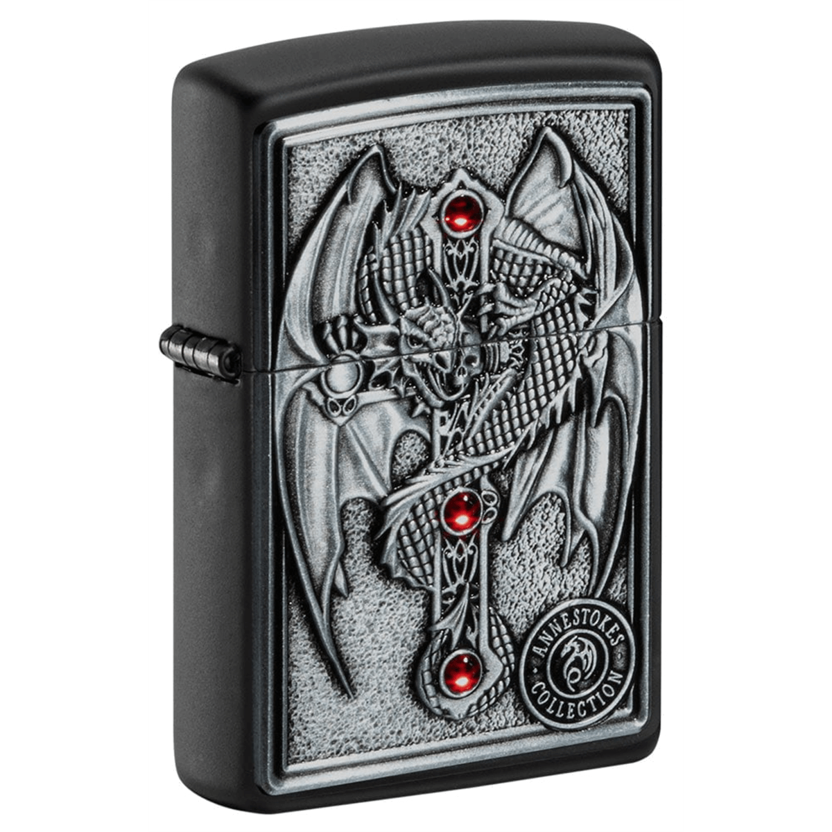 Zippo Black Matte Winged Dragon Cross Design
