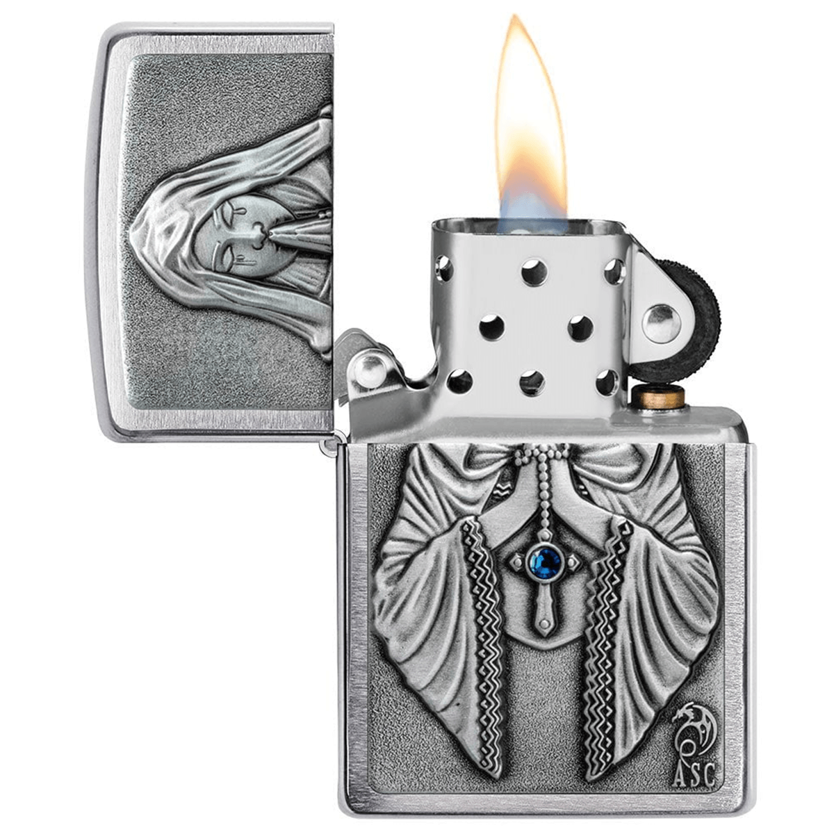Zippo Brushed Chrome Anne Stokes Praying Woman