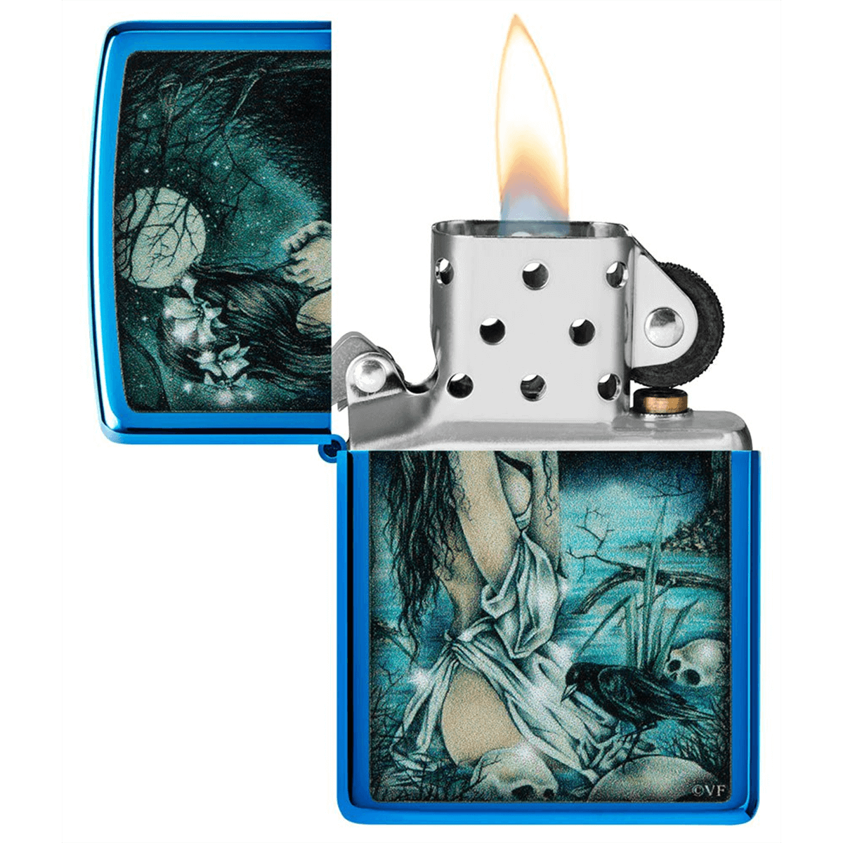 Zippo High Polish Blue Victoria Frances Design