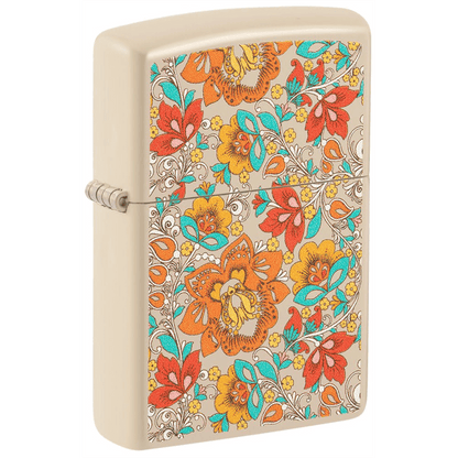 Zippo Flat Sand Vintage Floral Design