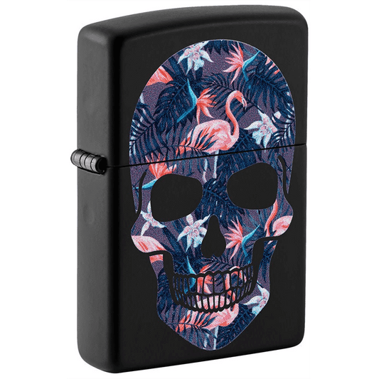 Zippo Black Matte Flamingo Skull