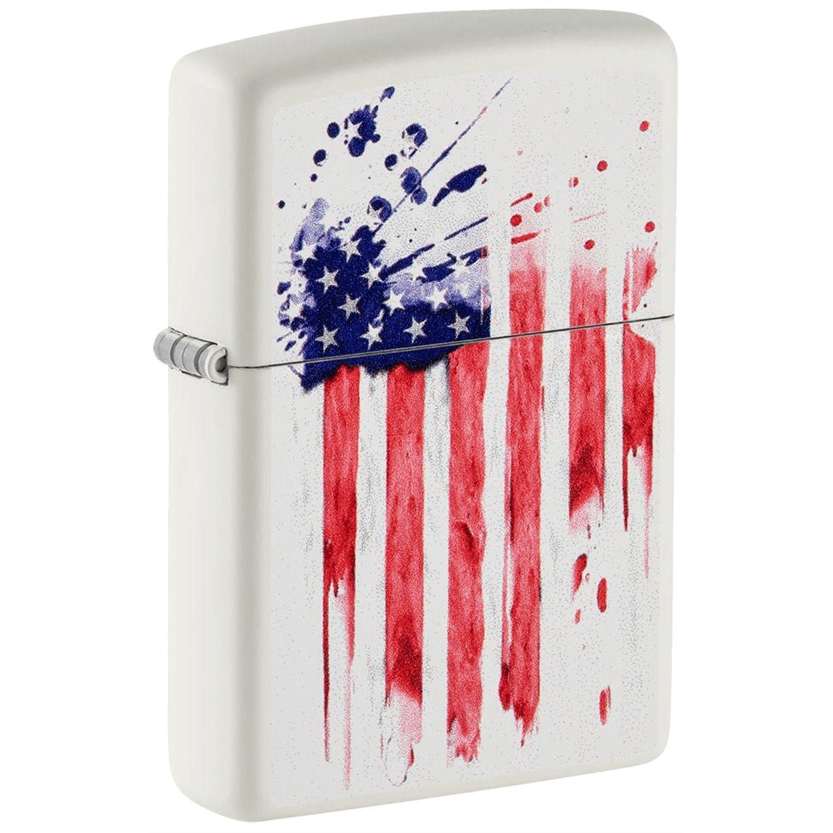 Zippo White Matte Us Flag Design